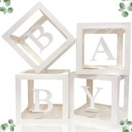 👶 premium baby shower decorations for boy or girl kit - jumbo transparent balloon boxes decor with baby letters for gender reveal, 1st birthday party backdrop & more! logo
