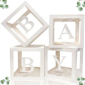 img 4 attached to 👶 Premium Baby Shower Decorations For Boy or Girl Kit - Jumbo Transparent Balloon Boxes Decor with BABY Letters for Gender Reveal, 1st Birthday Party Backdrop & more!