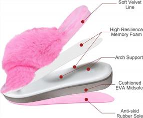 img 1 attached to Women'S Fuzzy House Slippers W/ Arch Support & Cross Band Fluffy Bedroom Comfort