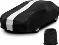 universal fit car cover - dustproof, breathable & windproof protection for 177-193 inch automobiles (black-upgraded) logo