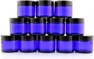 cornucopia cobalt blue glass cosmetic jars (2oz, 12-pack); straight sided jars with black plastic lined lids for balms, cosmetics, creams & more–optimized for seo логотип