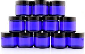img 4 attached to Cornucopia Cobalt Blue Glass Cosmetic Jars (2oz, 12-Pack); Straight Sided Jars with Black Plastic Lined Lids for Balms, Cosmetics, Creams & More–Optimized for SEO