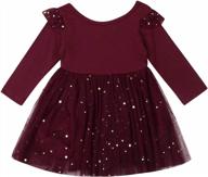 sequin princess tutu dress for baby girls and toddlers - ruffle sleeved one piece outfit with tulle and charm logo