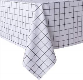 img 4 attached to Waterproof Checkered Vinyl Tablecloth - 54 X 78 Inch In White - Wipe Clean Oil And Spill Proof PVC Table Cover For Dining Table, Camping, And Buffet Parties By Sancua