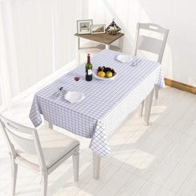 img 3 attached to Waterproof Checkered Vinyl Tablecloth - 54 X 78 Inch In White - Wipe Clean Oil And Spill Proof PVC Table Cover For Dining Table, Camping, And Buffet Parties By Sancua
