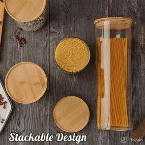 img 2 attached to 🍶 Glass Canister Set of 5 Glass Storage Jars with Bamboo Lids for Pantry Pasta Coffee - 73 oz, 48 oz, 35 oz, and 22 oz | LIFESENCE Glass Storage Containers