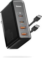 🔌 baseus 100w 4-port gan ii usb c charging station - fast charger block for iphone 12/12 pro/12 pro max/se/11/xr/xs, samsung, macbook pro/air, ipad, laptops, airpods, apple watch - black логотип