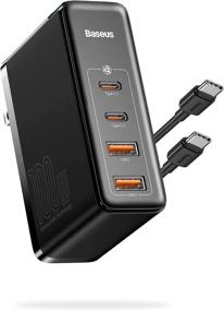 img 4 attached to 🔌 Baseus 100W 4-Port GaN II USB C Charging Station - Fast Charger Block for iPhone 12/12 Pro/12 Pro Max/SE/11/XR/XS, Samsung, MacBook Pro/Air, iPad, Laptops, AirPods, Apple Watch - Black