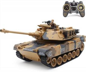 img 4 attached to 2.4Ghz 15 Channel M1A2 Abrams RC Tank With Smoking, Vibration And Airsoft BBS Bullets - Remote Control Military Toy For Kids & Adults