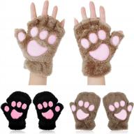 перчатки bienvenu без пальцев в виде кошачьих лап - оставайтесь в тепле и милости этой зимой с нашими 2 наборами плюшевых женских перчаток для косплея и не только! логотип