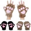 bienvenu fingerless cat paw gloves - stay warm and cute this winter with our 2 pack plush women's gloves for cosplay and more! logo