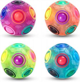 img 4 attached to Vdealen Magic Rainbow Puzzle Ball, Fidget Ball Puzzle Game Fun Stress Reliever Magic Ball Brain Teaser Fidget Toys For Children Teens & Adults-4 Pack