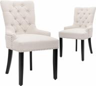 canglong modern elegant button-tufted upholstered fabric dining side chair with nailhead trim - set of 2, beige - ideal for dining room or bedroom accent chair logo