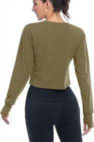img 2 attached to Women'S Long Sleeve Workout Crop Top With Thumb Hole