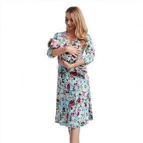 img 4 attached to The Perfect Match: Galabloomer Maternity Robe & Baby Receiving Blanket Set