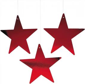 img 1 attached to Яркие красные карточные звезды (12 шт.) для вечеринки - идеальное украшение для стены на вечеринке - веселые вырезы - набор из 12 штук.