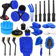 complete 26pcs car detailing brush set & cleaning tools kit for interior, exterior, wheels & dashboard logo