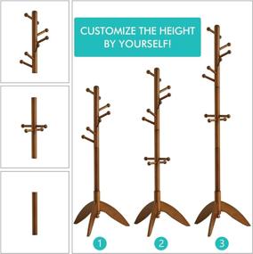 img 3 attached to Free Standing Coat Rack With 11 Hooks, Vlush Rubber Wood Coat Tree Hanger For Entryway/Hallway, Dark Brown Suit Hanger For Clothes And Accessories