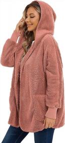 img 1 attached to Fashionable Women'S Sherpa Hooded Jacket With Pockets - Stay Cozy & Comfortable In Style