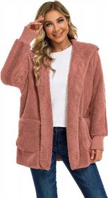 img 3 attached to Fashionable Women'S Sherpa Hooded Jacket With Pockets - Stay Cozy & Comfortable In Style