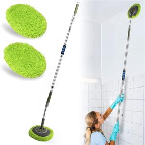 img 4 attached to 🧹 Versatile Wall Cleaner: Max 66'' Wall Mop with Extension Pole and Labor-Saving Elbow for Efficient Cleaning - Baseboard Duster, Ceiling Dust Mop, Window Cleaning Brush, Roof Cleaning Tool