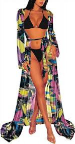 img 4 attached to Beach Babe Alert: Women'S Sultry Mesh Long-Sleeve Tie-Front Swimsuit Cover-Up