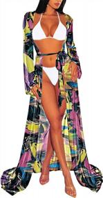 img 2 attached to Beach Babe Alert: Women'S Sultry Mesh Long-Sleeve Tie-Front Swimsuit Cover-Up