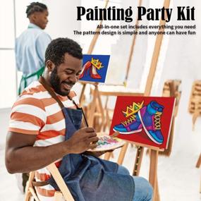 img 2 attached to VOCHIC Pre-Drawn Couples Paint Party Kit For Adults - Perfect Date Night Activity - Includes 2 Canvases (8X10) With Crown, High Heel, And Sneakers Designs For Fun Painting And Sip Games