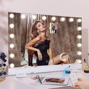 img 4 attached to Fenair Ultrathin Hollywood Vanity Mirror With 18 Dimmable Bulbs, Selfie Remote Control, And Type-C Port For Tabletop Or Wall Mount - Perfect Lighted Makeup Mirror For Big And Smart Looks
