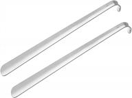 16.5 inch stainless steel long handle shoe horn with hanger hook (2 pack) - durable metal shoehorn logo