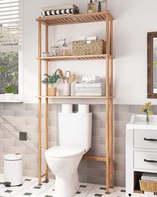 img 4 attached to 3-Tier AmazerBath Bamboo Over Toilet Storage Shelf | Bathroom Organizer Rack For Space Saving | Natural Color