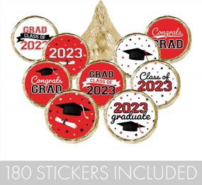 img 2 attached to Class Of 2023 Graduation Stickers For Candy & Chocolate Drops - 180 Count In Red & White