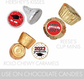 img 1 attached to Выпускные наклейки класса 2023 года для конфет и шоколадных капель - 180 штук в красном и белом цвете