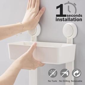 img 2 attached to Organize Your Shower And Kitchen With LEVERLOC Suction Shower Caddy And Paper Towel Holder - Drill-Free Wall Mounted Shower Organizer