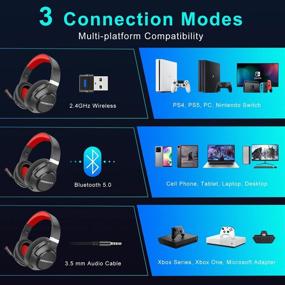 img 3 attached to Friencity Wireless Gaming Headset For PS4, PS5, PC, Switch, 3D Surrounding Sound, Over-Ear 2.4G Bluetooth Headphones W/Noise Canceling Mic For Cellphone Laptop, Mute On/Off, Only Wired Mode For Xbox