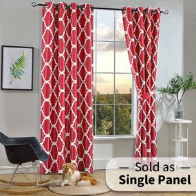 img 3 attached to Stylish Moroccan Inspired Blackout Curtains With Grommet Top For Living Room - 52 X 84 Inches, Red (1 Panel), By Melodieux