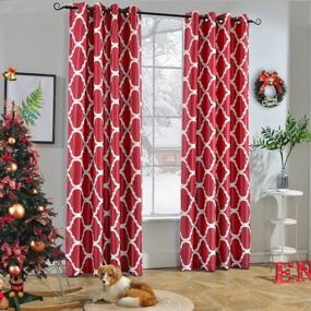 img 4 attached to Stylish Moroccan Inspired Blackout Curtains With Grommet Top For Living Room - 52 X 84 Inches, Red (1 Panel), By Melodieux