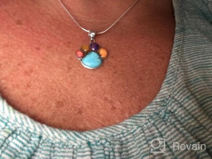 img 1 attached to Stunning Dog Paw Pendant Necklace: Genuine Turquoise & Gemstones in 925 Sterling Silver review by Seth Waldron