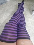 img 1 attached to Women'S Plus Size Striped Thigh High Over The Knee OTK Sheer Nylon Stockings - Purple Black Stripes review by Dawn Gomez