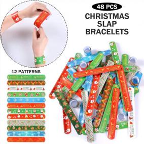 img 2 attached to Get In The Festive Spirit With Latocos' 48 PCS Christmas Slap Bracelets For Kids - Snap Up Wristbands Featuring Santa Claus, Snowman And Christmas Tree For The Ultimate Party Favor!
