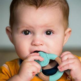 img 3 attached to 🐒 Baby Works - Teething Ring, Silicone & Beechwood Teether Toy, Provides Soothing Relief for Baby's Gum Pain - Moe The Monkey