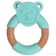 🐒 baby works - teething ring, silicone & beechwood teether toy, provides soothing relief for baby's gum pain - moe the monkey логотип