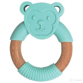 img 4 attached to 🐒 Baby Works - Teething Ring, Silicone & Beechwood Teether Toy, Provides Soothing Relief for Baby's Gum Pain - Moe The Monkey