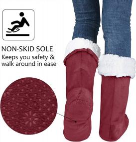 img 3 attached to Non-Skid Sherpa Slipper Socks, Super Soft Warm Fuzzy Booties Slippers, 2 Sizes, Multiple Colors