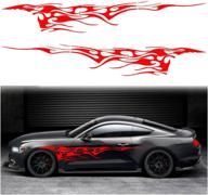 🔥 leasinder 2pcs 102.7'' universal flame graphics car auto body side sticker: style1 red логотип