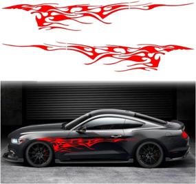 img 4 attached to 🔥 Leasinder 2Pcs 102.7'' Universal Flame Graphics Car Auto Body Side Sticker: Style1 Red