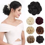 reecho messy bun hair piece tousled updo hair bun extensions clip in curly wavy drawstring hairpieces for women girls - black логотип