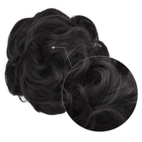 img 3 attached to REECHO Messy Bun Hair Piece Tousled Updo Hair Bun Extensions Clip In Curly Wavy Drawstring Hairpieces For Women Girls - Black