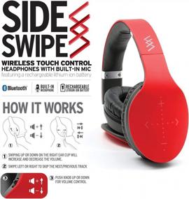 img 3 attached to Wireless Bluetooth Headphones W/Touch Control, Soft Memory-Protein Earmuffs & Built-In Mic - Zeikos IHip Side Swipe RED + Knob