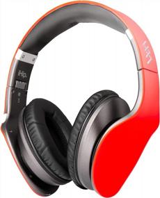 img 4 attached to Wireless Bluetooth Headphones W/Touch Control, Soft Memory-Protein Earmuffs & Built-In Mic - Zeikos IHip Side Swipe RED + Knob